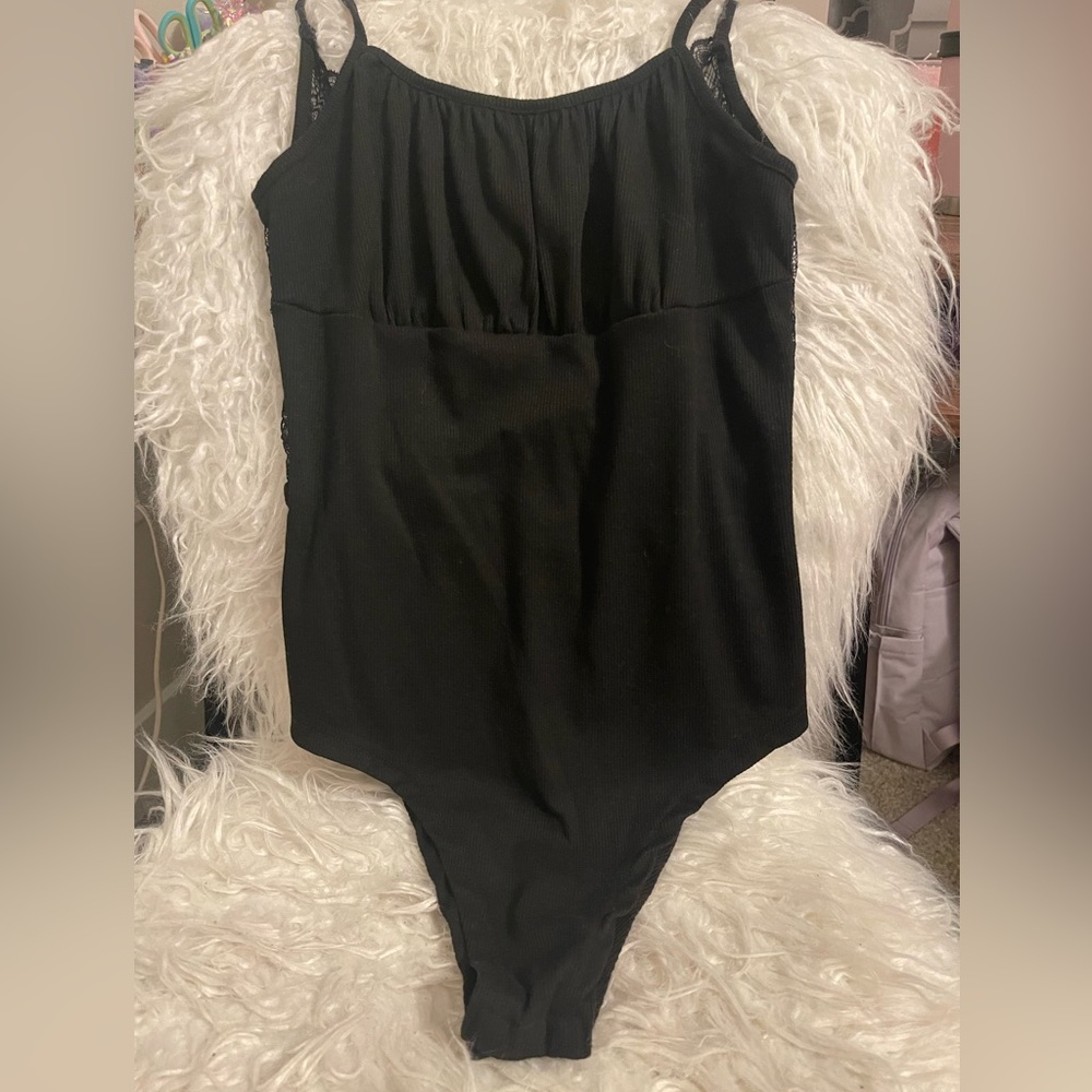 NWOT SHEIN Black open back lace body suit